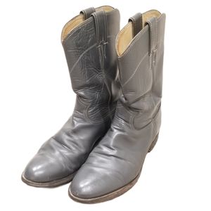 Justin Gray Leather Roper Cowboy Boots 8 USA Made